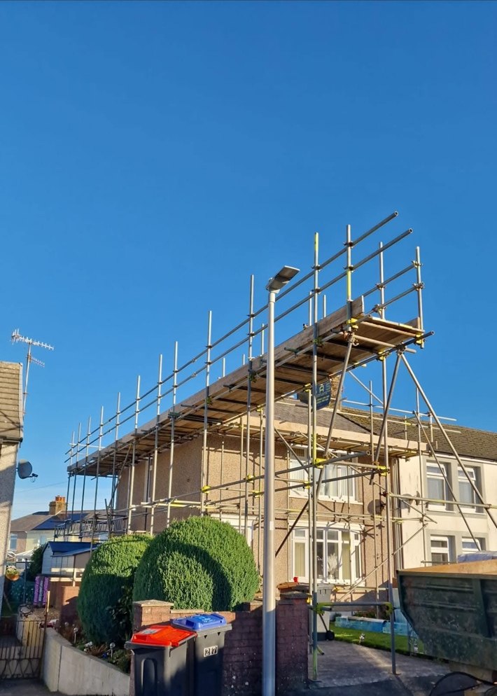 Domestic scaffold access to a two-storey property