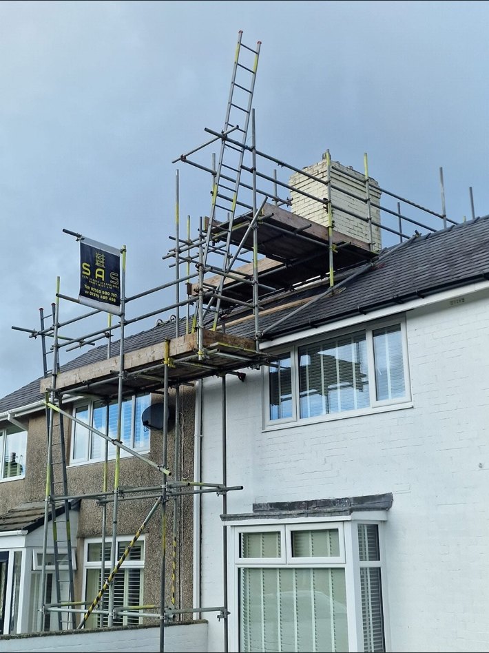Chimney access scaffold on a residential property