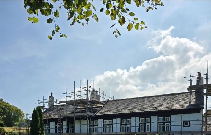 Long scaffold elevation on a large residential property