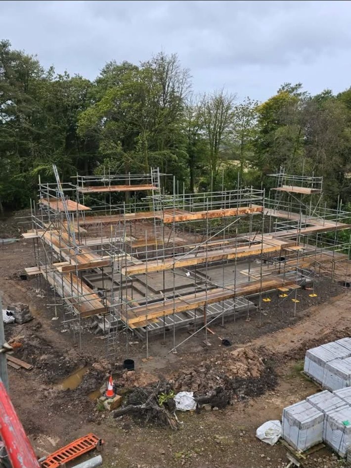 Scaffold access around a new-build construction project in Cumbria